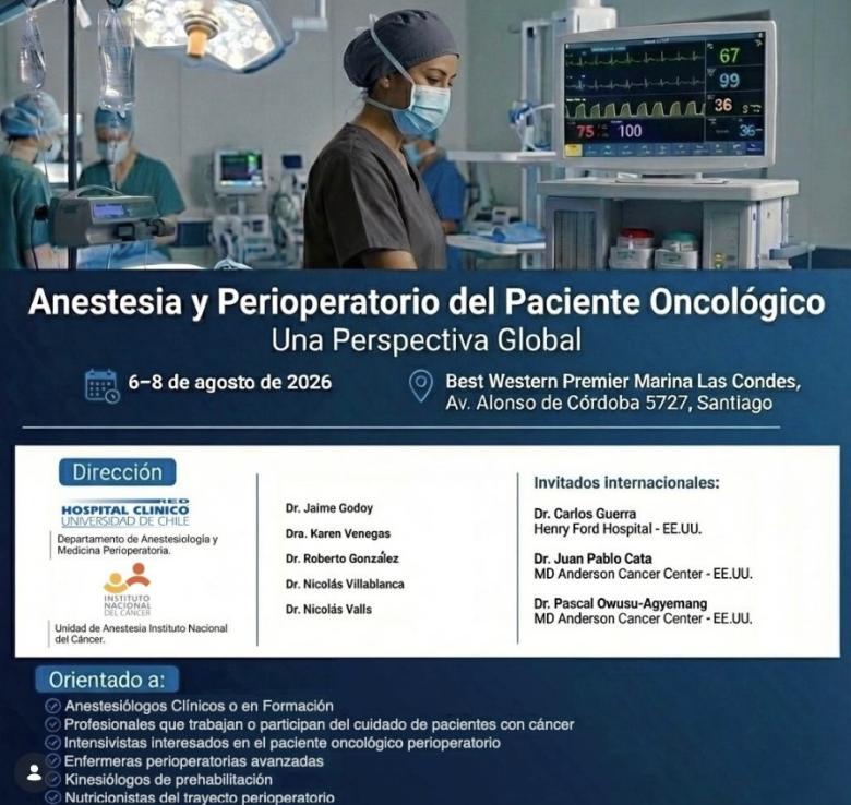 Curso Anestesia y Perioperatorio del Paciente Oncológico, Departamento de Anestesiología y Medicina Perioperatoria de la Universidad de Chile